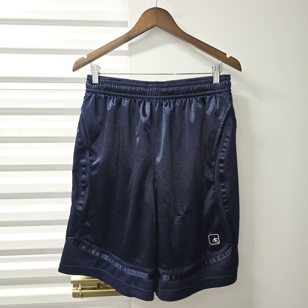 AND1 Mens Large Navy Blue Basketball Shorts Shiny Mesh Athletic Pockets